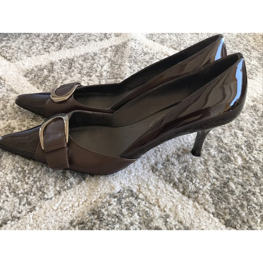 Circa Joan & David Womens Shoes Size 6.5M Chocolate Leather Closed Toe Heels